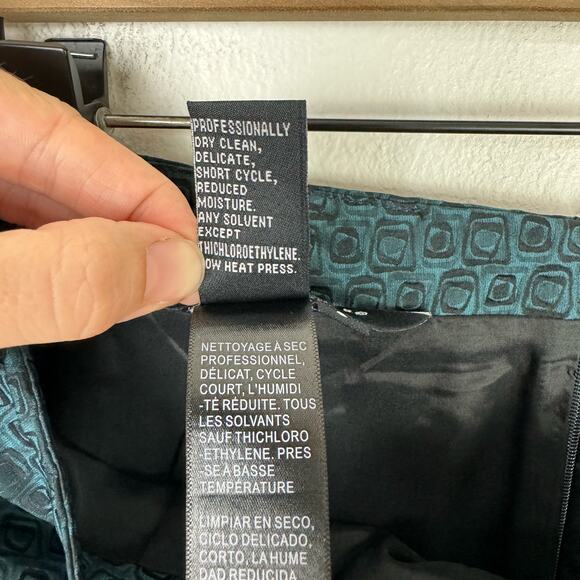 Doncaster Collection Teal & Black Textured Geometric Knee Length Pencil Skirt - Picture 6 of 7